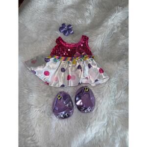 Build A Bear Fancy Polka dotted dress with shoes and Bow